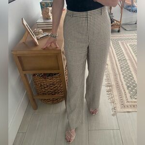 NWT Theory Checkered Wide-Leg Linen Pants